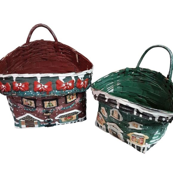 Vintage (1970's) Handcrafted Rare Christmas Basket 11" x 12" plu… - Picture 14 of 16